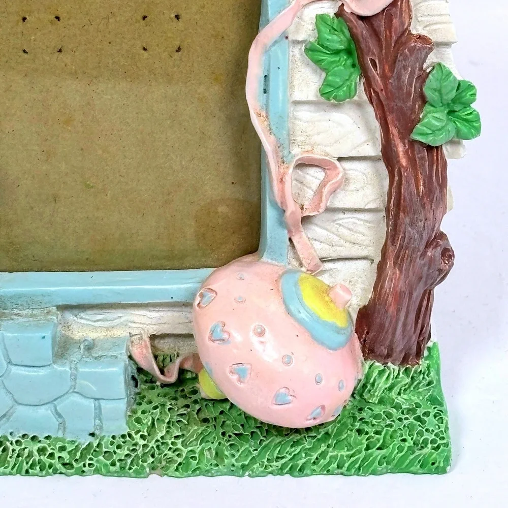 Vtg 90s Baby TeddyBear Photo Frame 3D Resin Nursery Decor Whimsical Keepsake